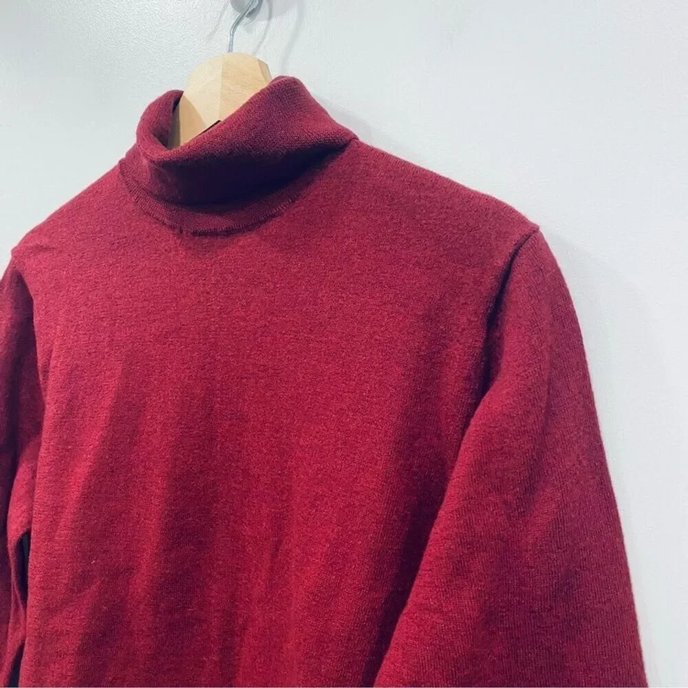 BANANA REPUBLIC Baruffa Mens S/M Red Moda Merino Wool Soft Turtleneck Sweater*